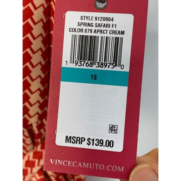 Vince Camuto Apricot Scarf Dress Size 16  Spring Safari Sleeveless 7240 NWT - Picture 7 of 9